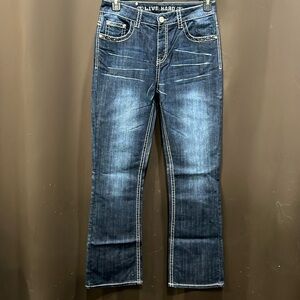 Live Hard Play Hard Jeans, Bootcut, High Rise, Size 8 - NWT